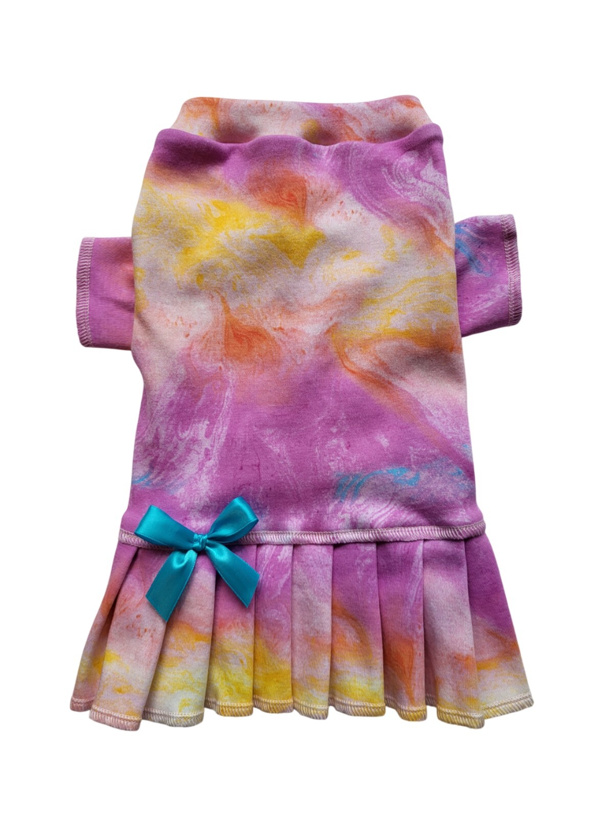 Purple Pink Yellow Swirl T-Shirt Knit Dress Dog Puppy Toy Pet Clothes 4XS - XXS