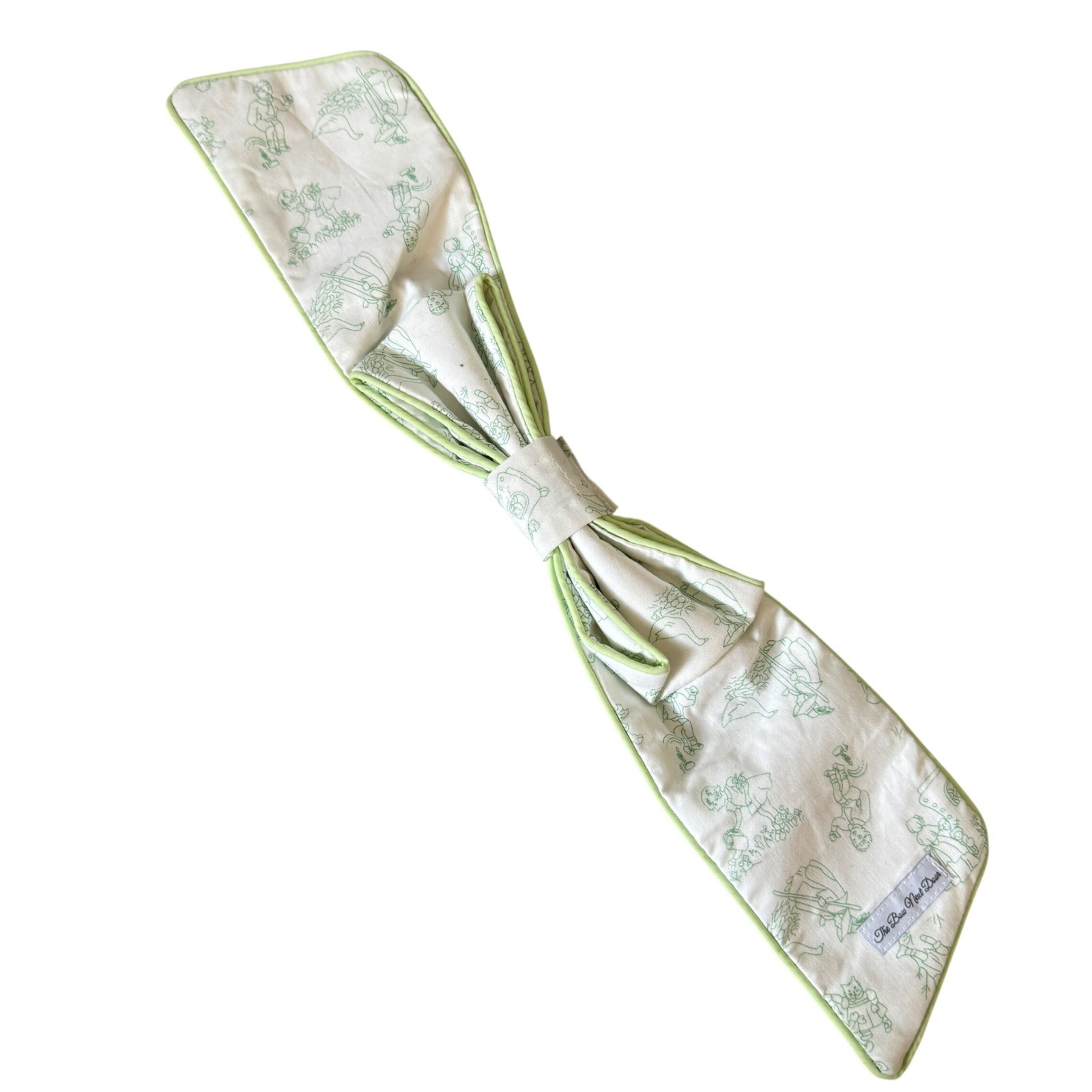 The Bow Next Door Basket Bow White Green Toile Nursery Rhyme Linen Decor Large