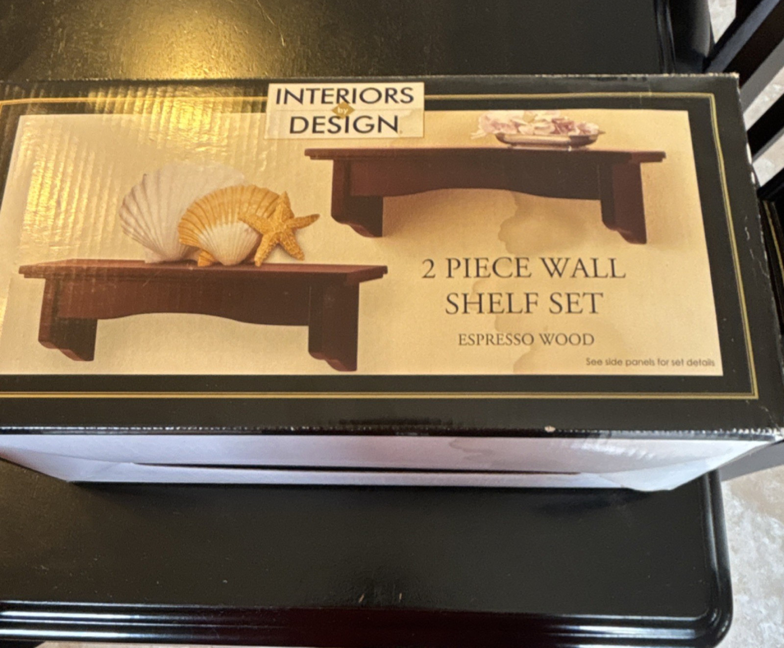 Interiors by Design 2 Piece Espresso Wood Wall Shelf Set 12x4.5x3.9 in