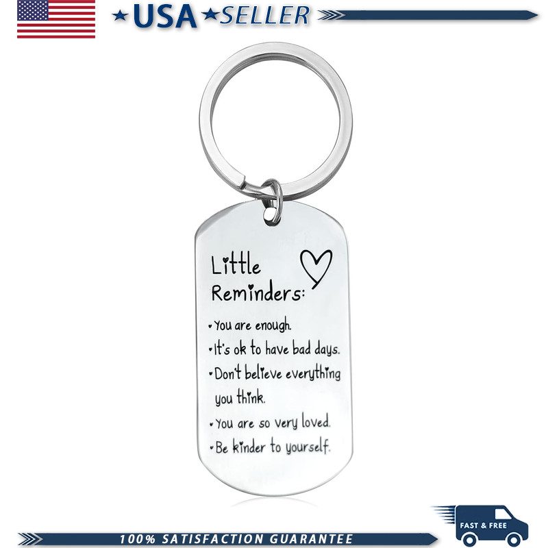 Little Reminders Inspirational Affirmation Keychain Gift Women and Men, Silver