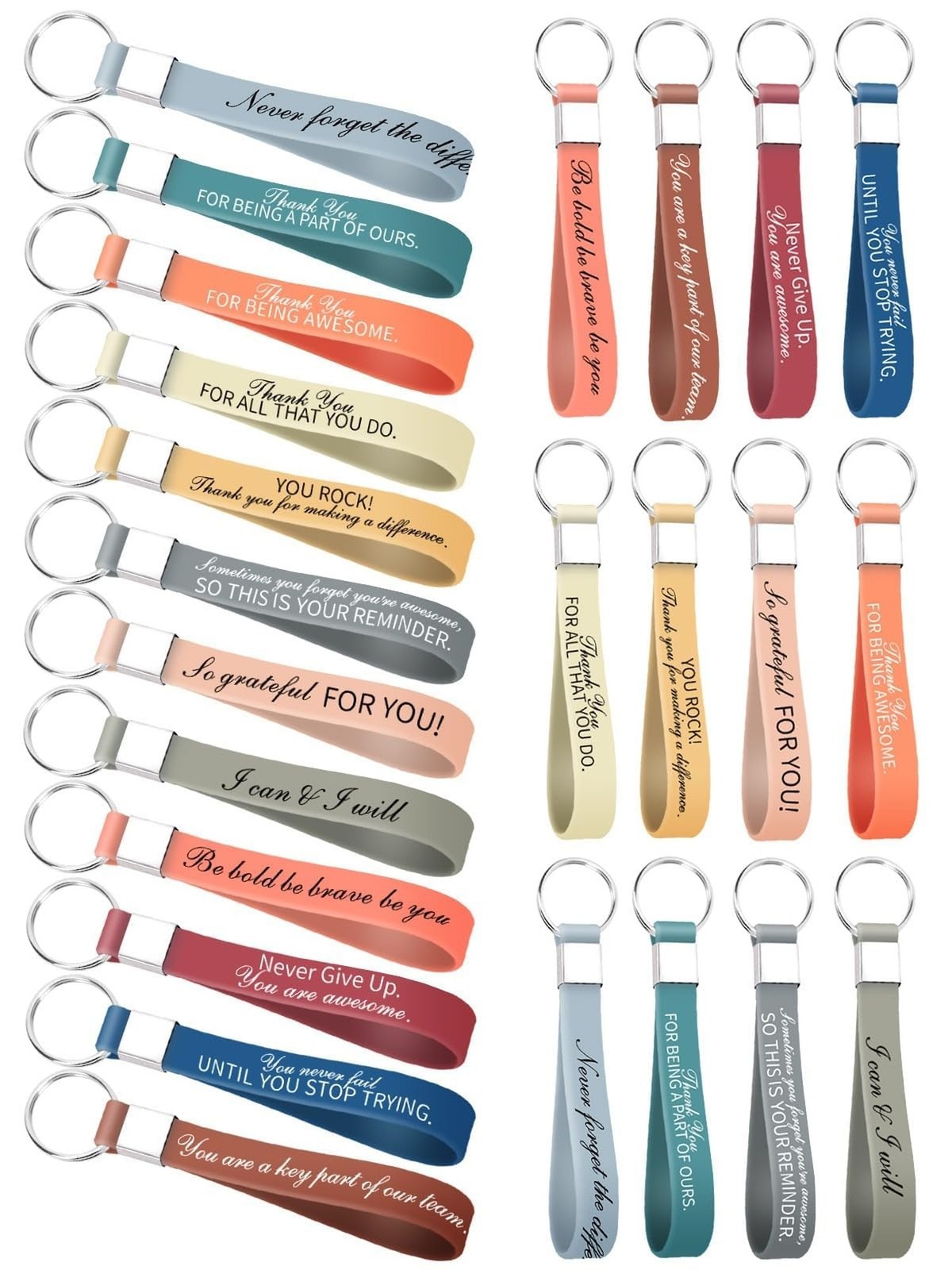 36 Pcs Inspirational Keychain Bulk, Motivational Thank You Gifts | Silicone K...