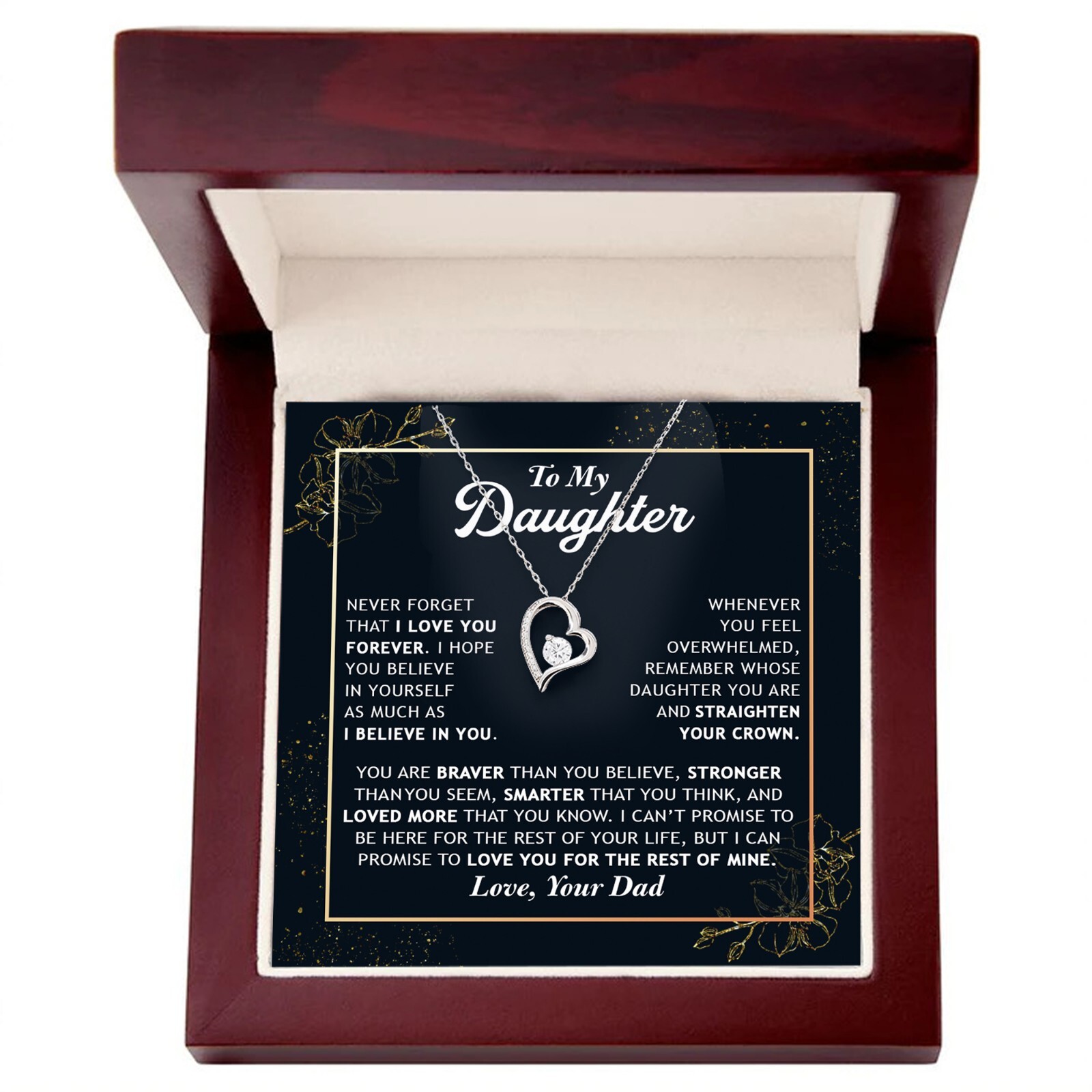 To My Daughter Necklace Gift From Dad,Daughter Gift, Inspirational Strength Gift