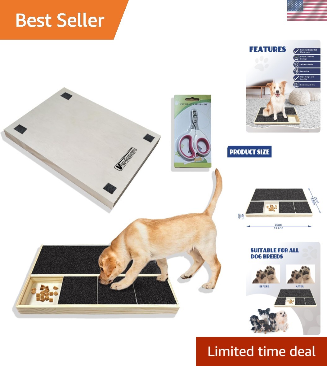 Dog Nail Scratch Pad with Treat Box & Pet Nail Clipper, Interactive Training ...