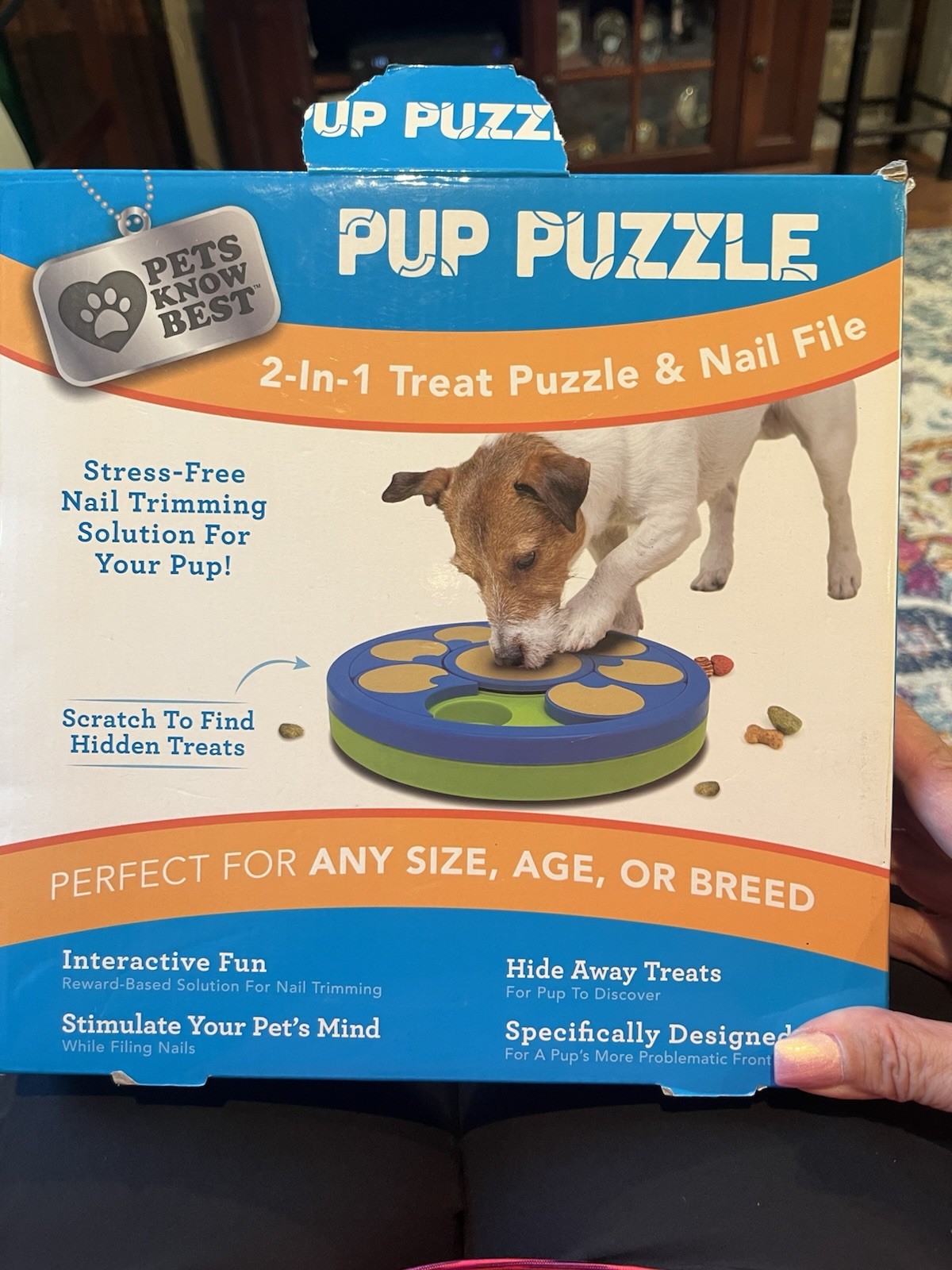 Pup Puzzle Interactive Dog Nail File Treat Dispensing Toy, Mentally Stimulati...
