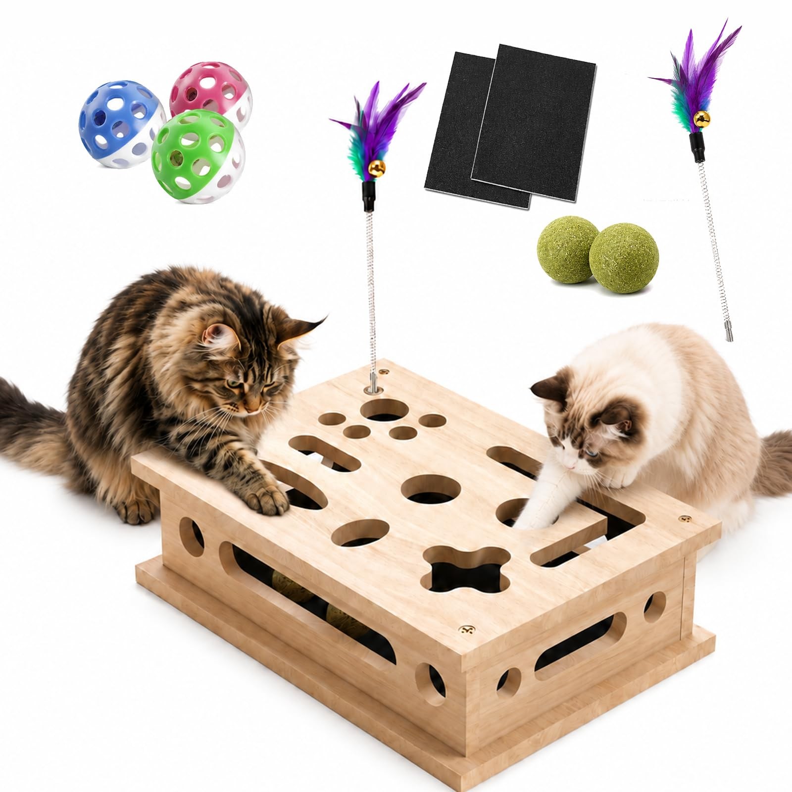 2026 New Cat Scratch Puzzle Enrichment Box, Interactive Cat Nail File Box wit...