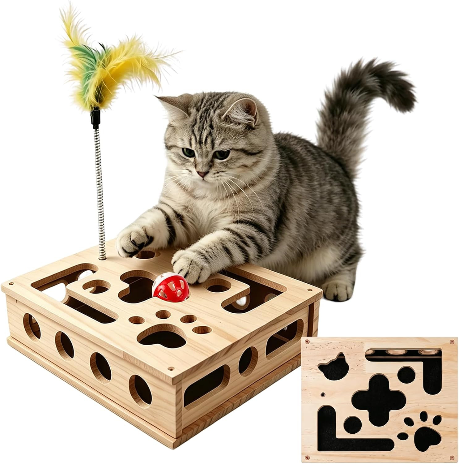 Cat Nail File Enrichment Box Scratch Puzzle Toy with Slot Lock Screws | 11.8In S