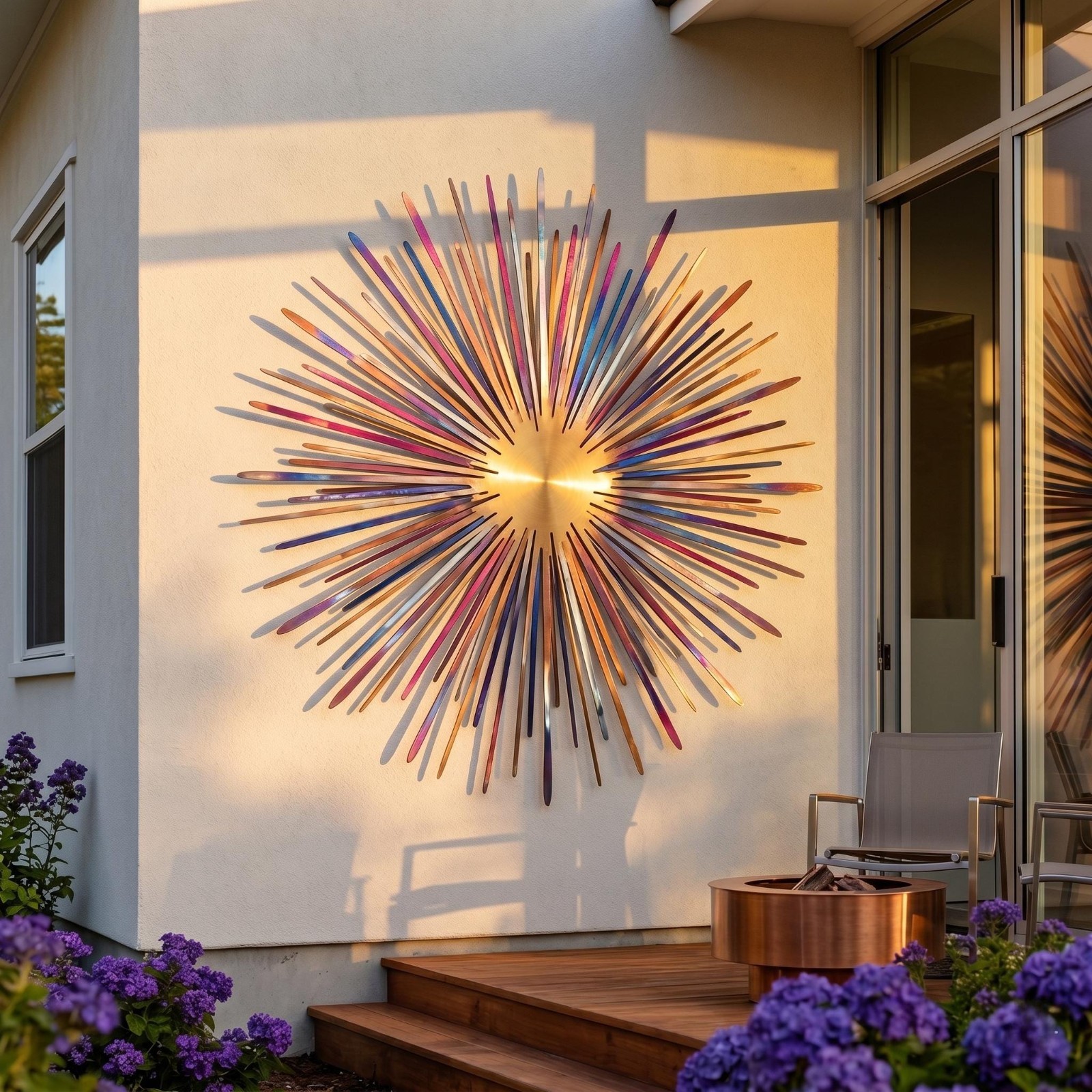Sun Wall Art, Metal Sunburst Hanging, Modern Decor, Home Statement Piece