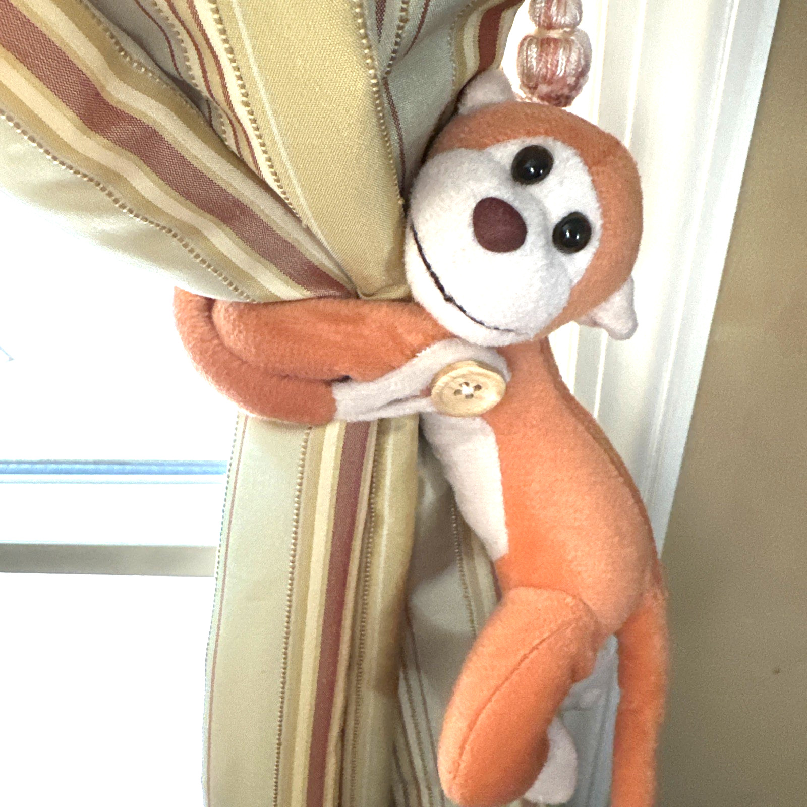 Vintage 2 Pcs Cute Monkey Nursery Decor Curtain Tieback Holdback