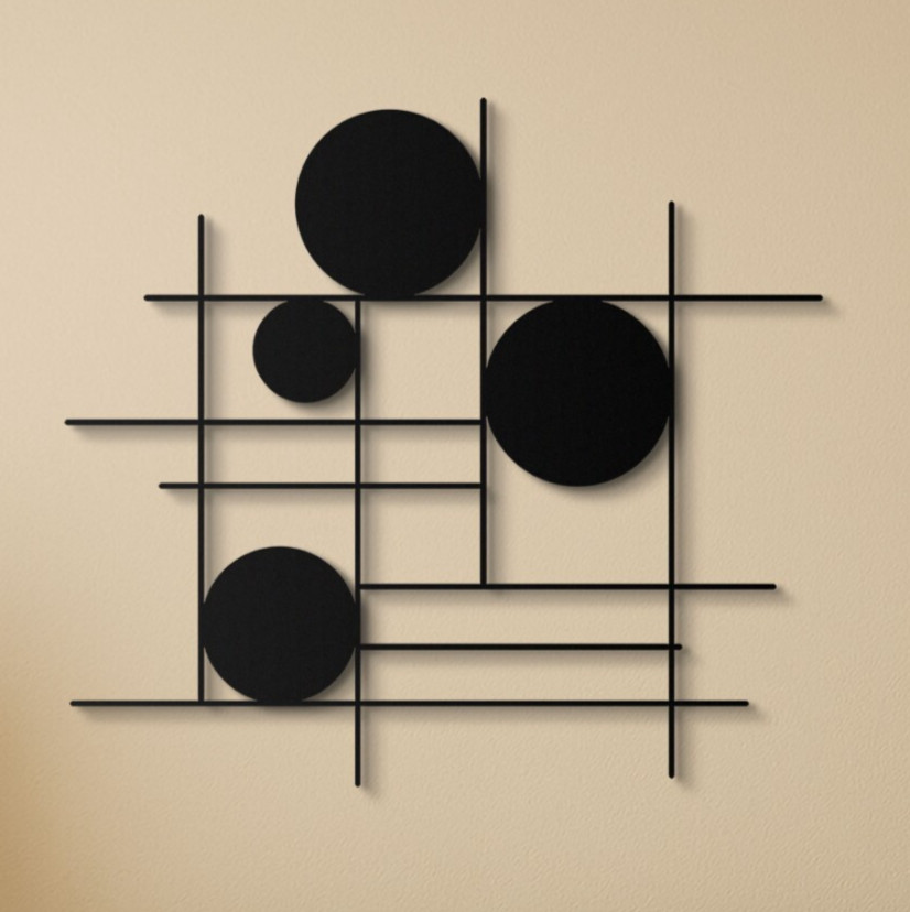 Modern Metal Wall Art, Geometric Minimalist Metal Wall Art, Lines Sculpture