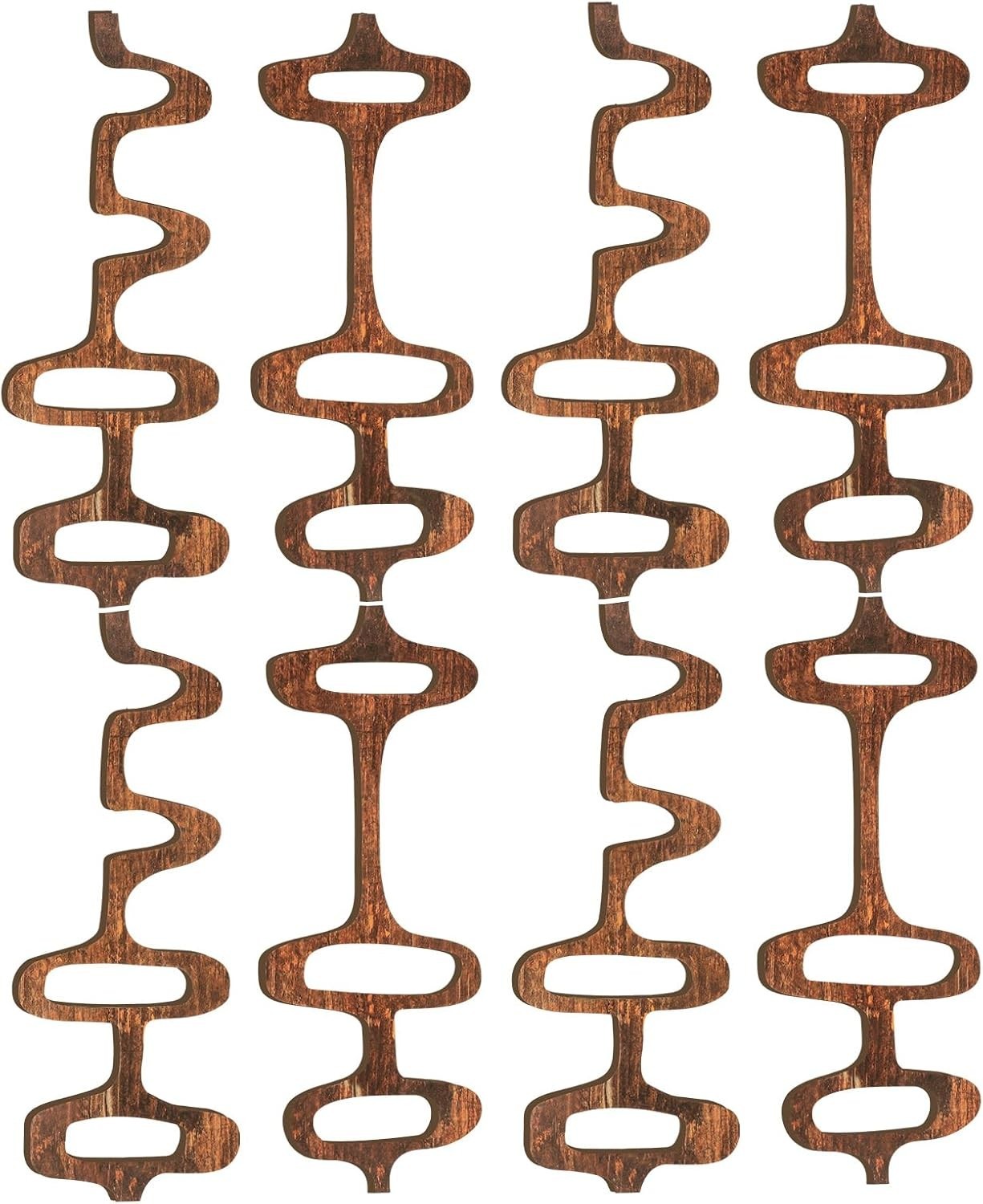 Wenqik 8 Pack Mid Century Modern Wall Art Decor Large Wood Abstract Brown