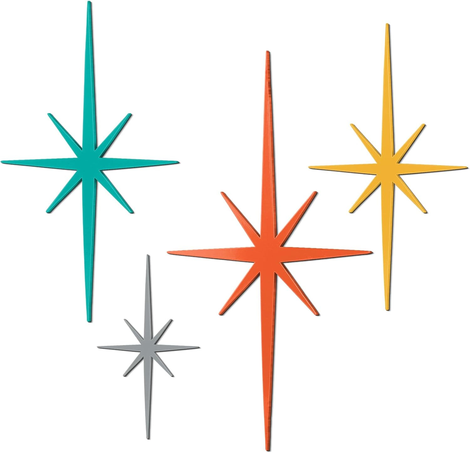 4 Pcs Iron Starburst Wall Decor Mid Century Modern Decor Retro 8 Pointed Atomic