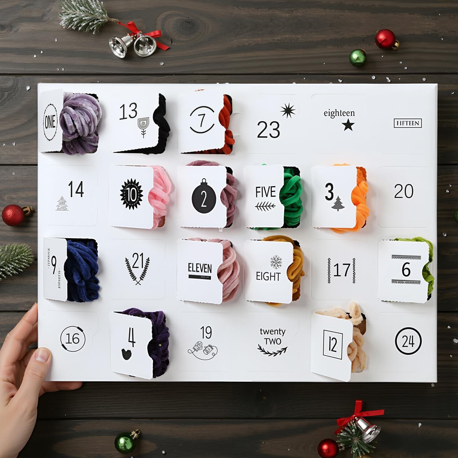 Velvet Yarn Advent Calendar 24 Days Christmas Countdown Gift Box For Knitter