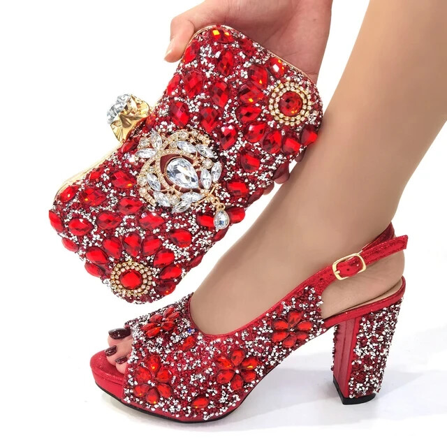 Luxury Matching Bag And Shoes For Women - High Heel Shoes For Occasion