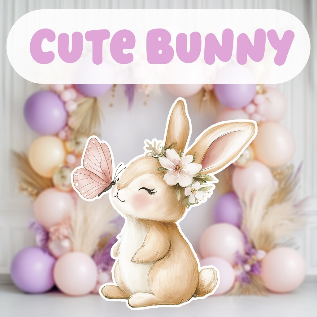 Cute Bunny Cutout Decoration, Birthday Decor, Baby Shower, Party Decor, Easter