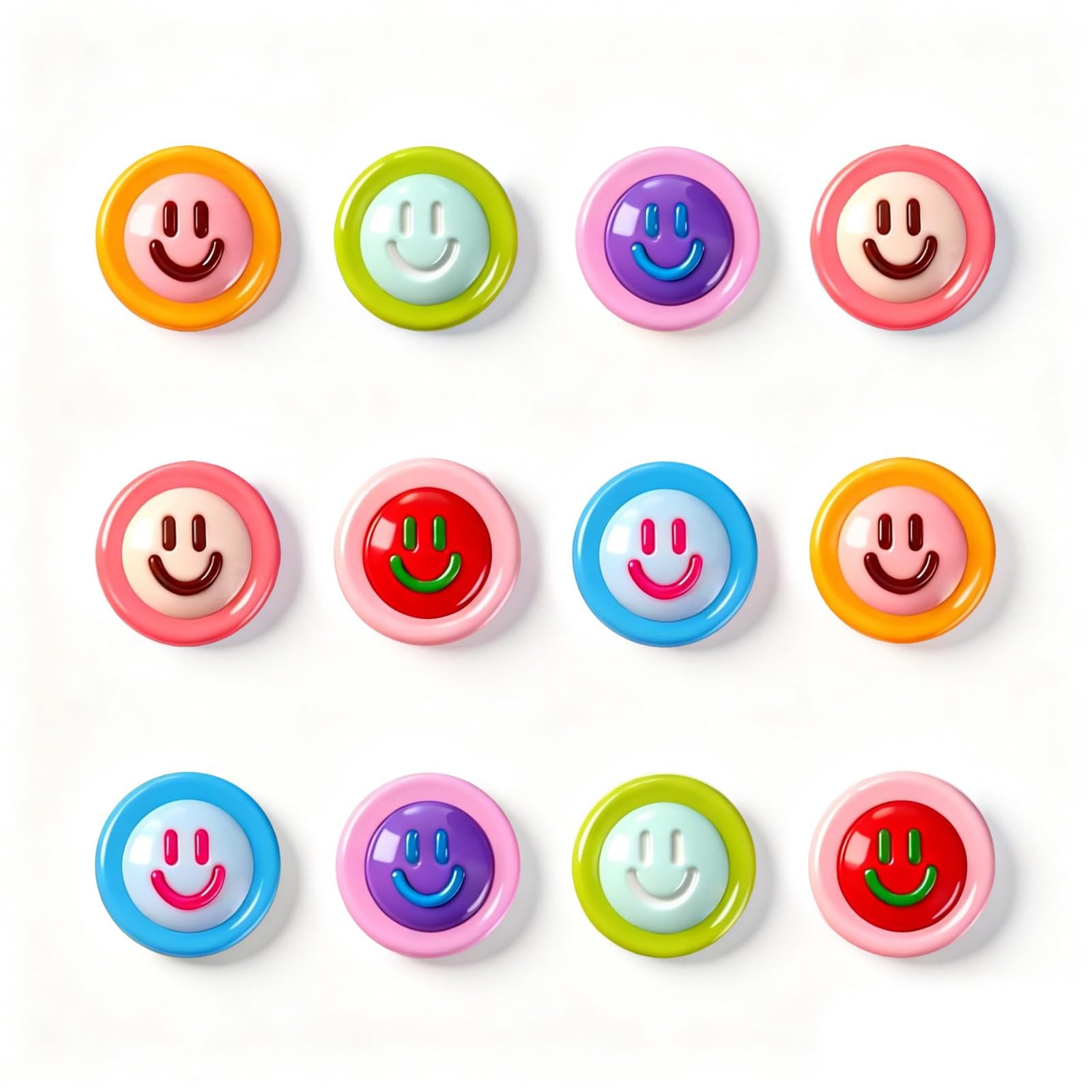 Cute Magnets Fridge Magnets Set - 12Pcs Colorful Smile Face 3D Decorative Magnet