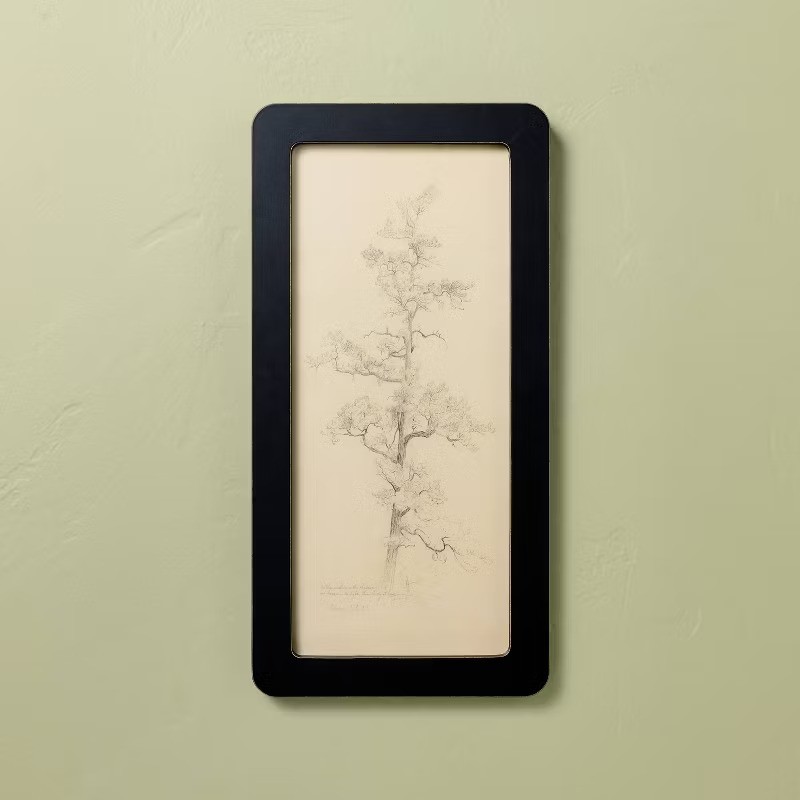 16"x8" Sketched Tree in Black Frame Wall Art