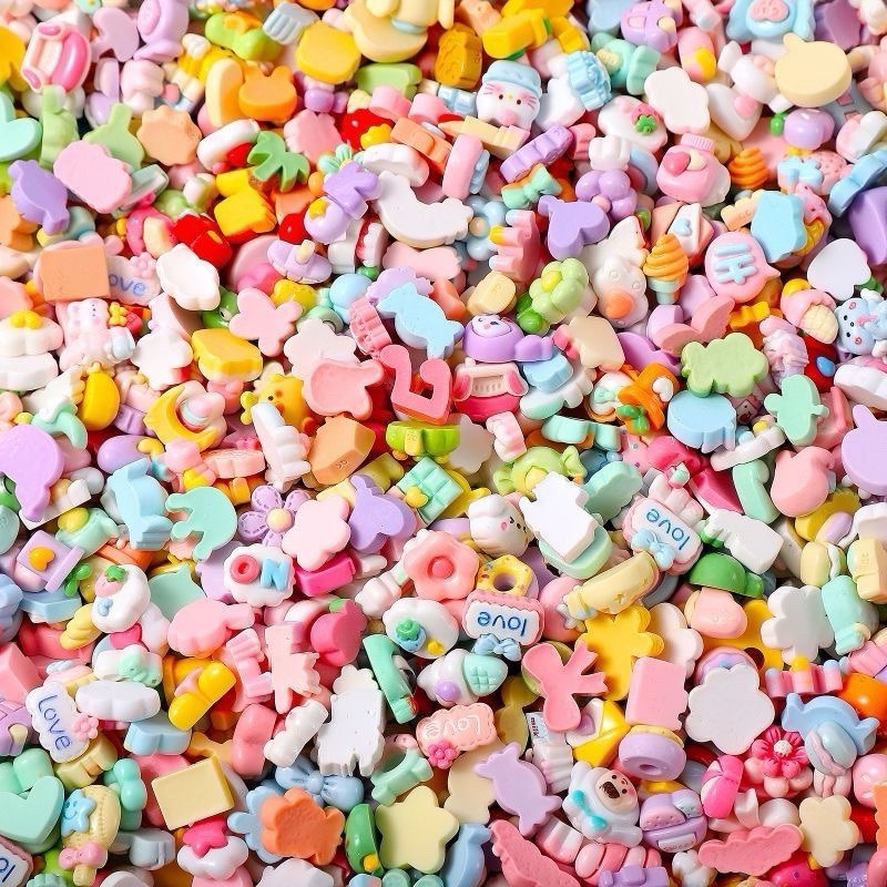 200Pcs Random Cute Resin Flatback Cartoon DIY Craft Charms Phone Case Scrapbook
