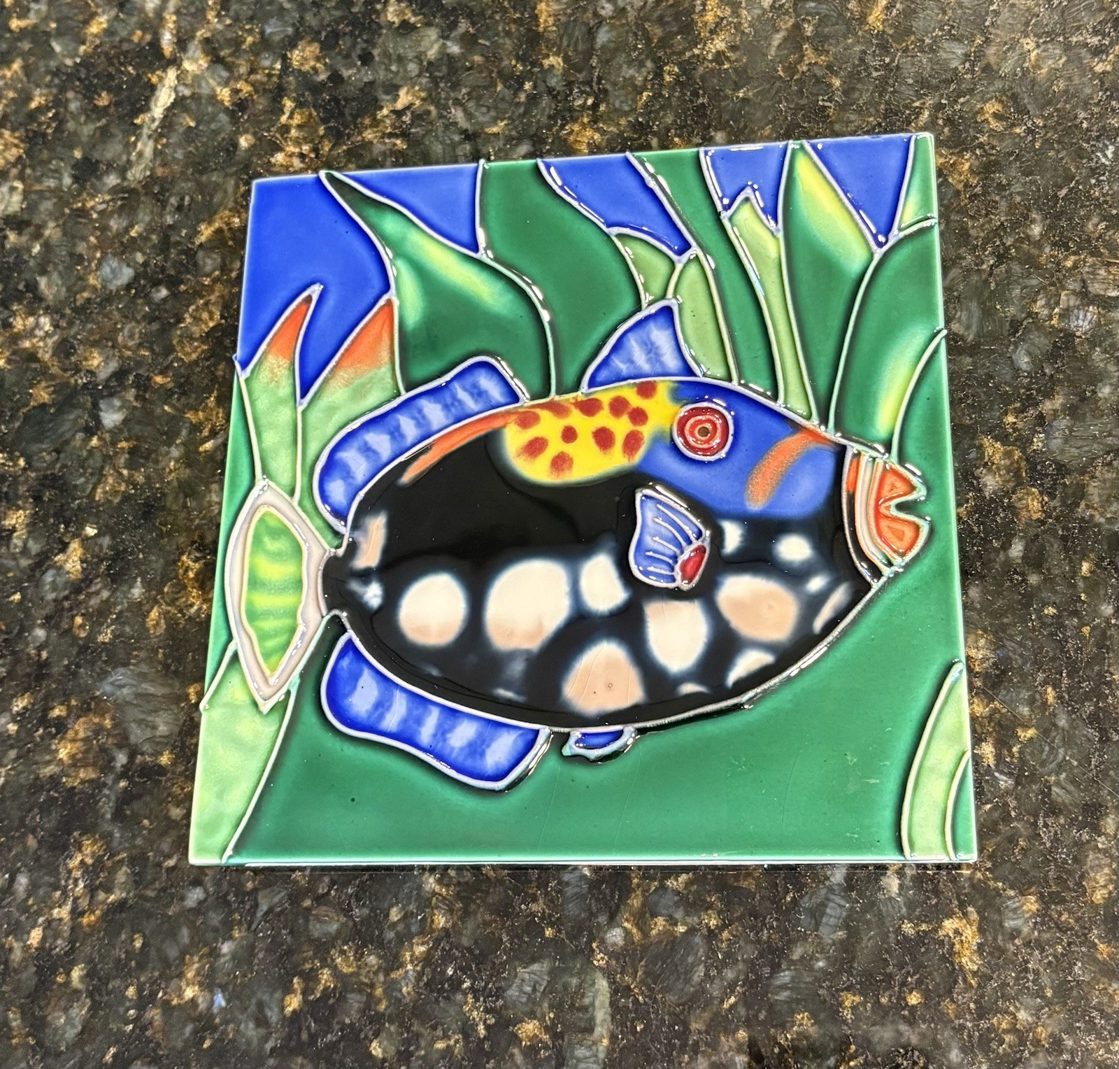 Ceramic Glass Fish Coastal Trivet Hot Plate Wall Art *New With Tags* 
