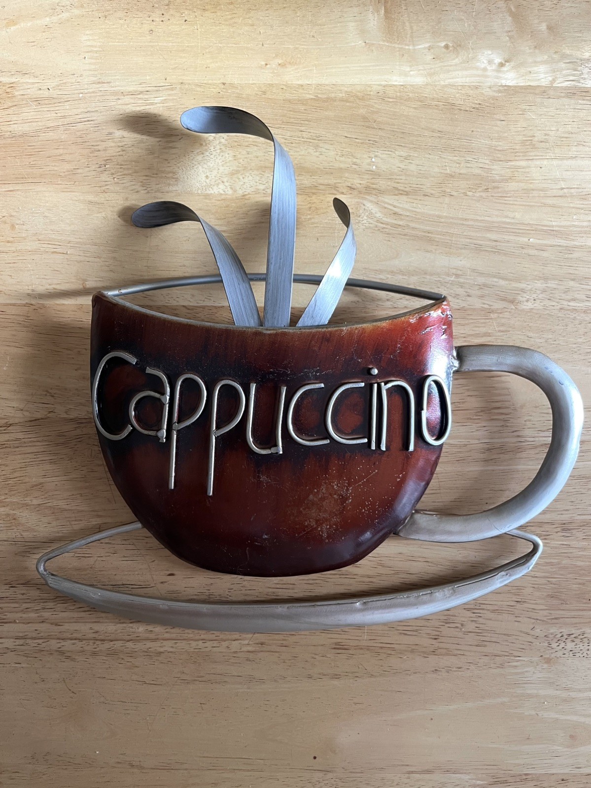 3D Cappuccino Coffee Cup Tin Wall Art Decor 