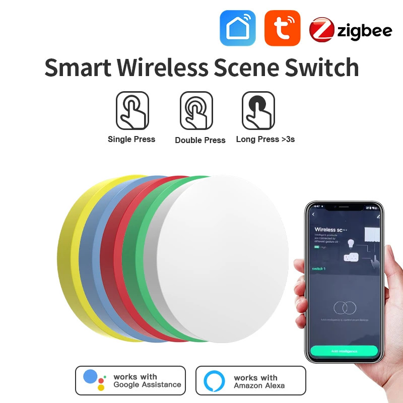 Tuya ZigBee Smart Scene Button Wireless Remote Control Switch Alexa Google Home