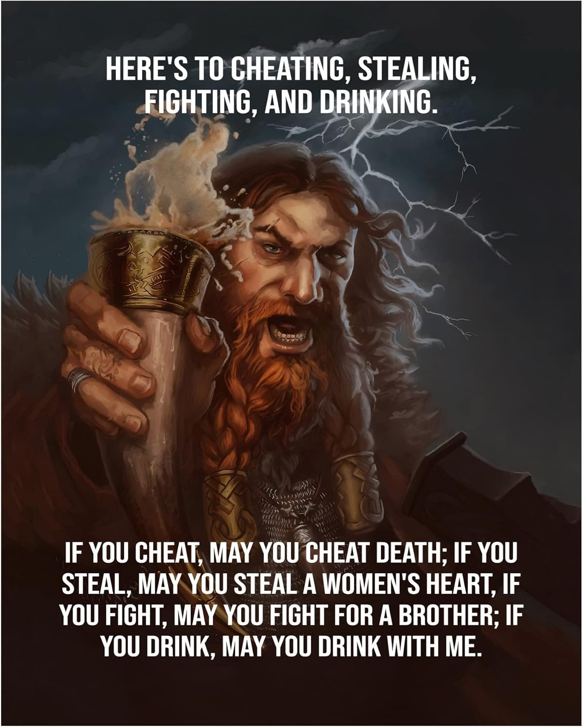 If You Drink, May You Drink with Me - Funny Viking Bar Wall Art 8X10 Unframed, N