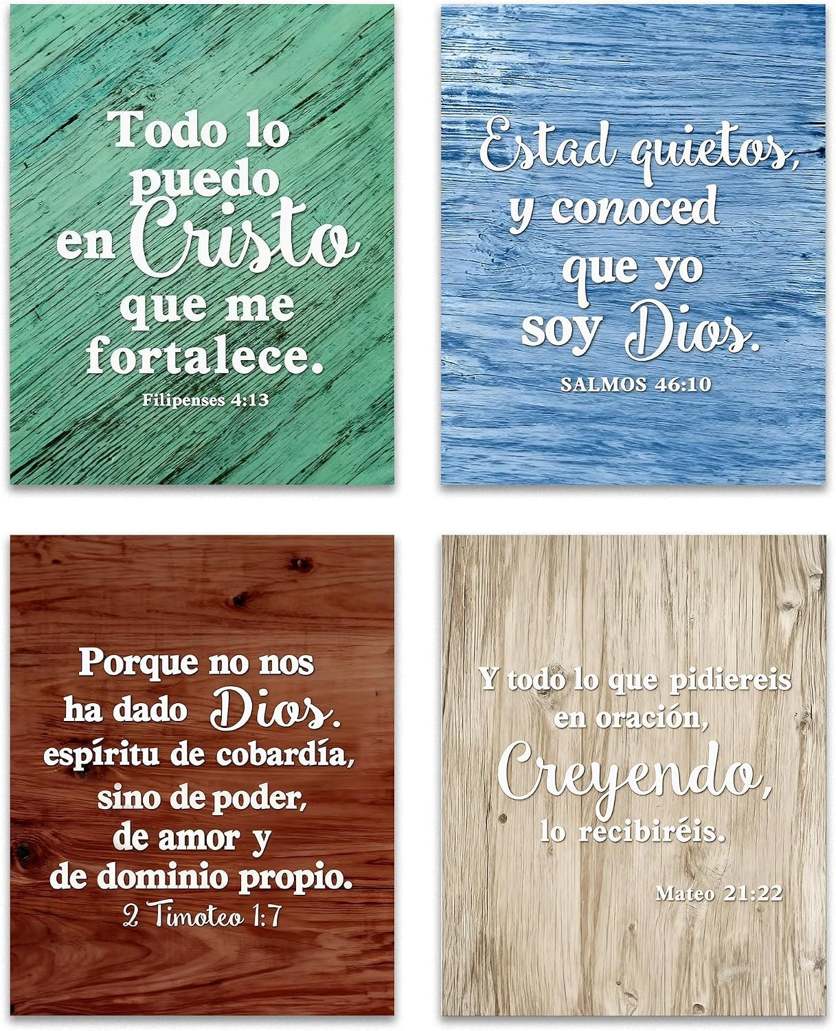 Spanish Bible Verses Wall Art Set of 4 Prints,Christian Gifts for Women,Christia