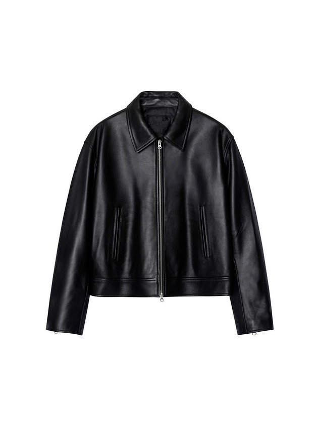 Women’s Cropped Leather Jacket Trending Black Straight Fit Minimalist Biker Coat