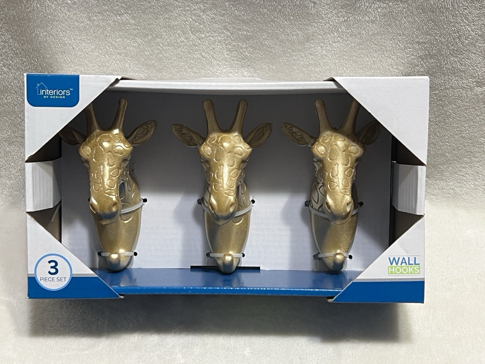 Interior by Design Giraffe Wall Coat Hat Hooks Set of 3 Gold