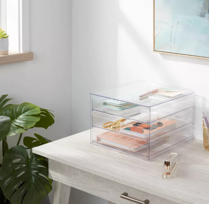 3 Tier Clear Drawer Organizer - Plastic Storage Cabinet for Home Organization