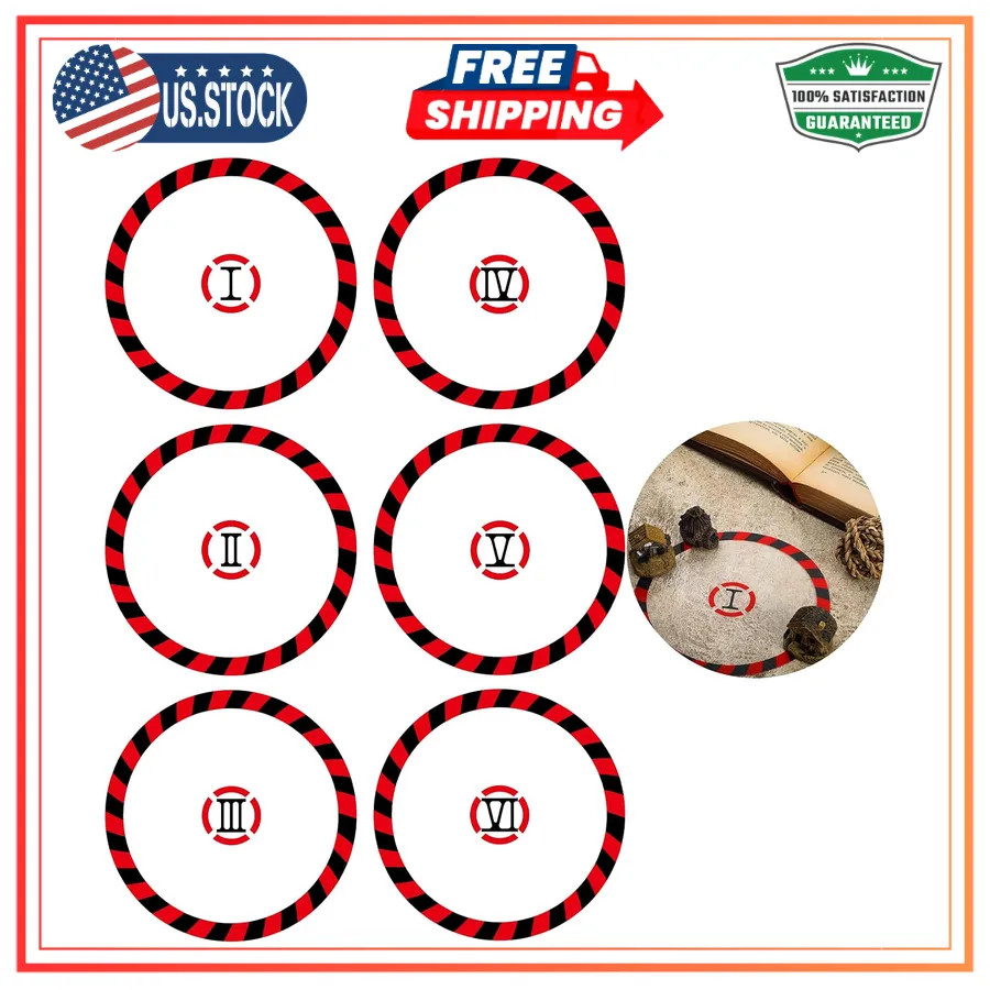 6 Pcs Objective Point Markers Round PVC Gaming Accessory for Miniatures