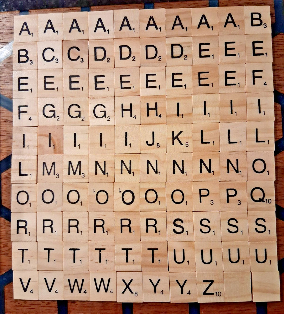 100 Scrabble Letter Tiles Complete Set Wooden Original Game Pieces Wood Letters 
