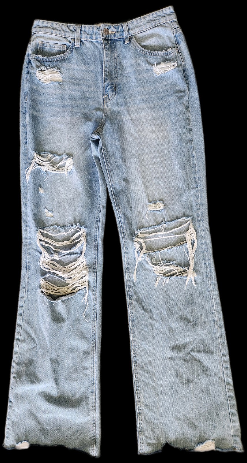 Flying Monkey Distressed Wide Leg Jeans - Size 29 Light Wash Streetwear