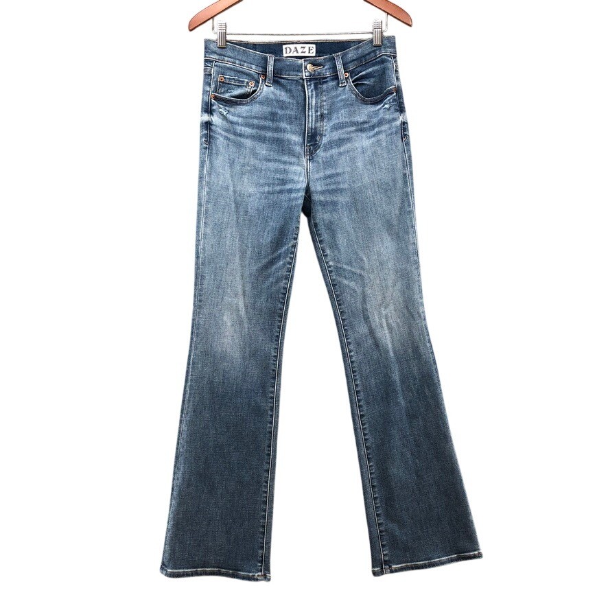 DAZE Jeans Womens 27 4 Blue Sustainable Flare Stretch Denim Boho Retro Indie