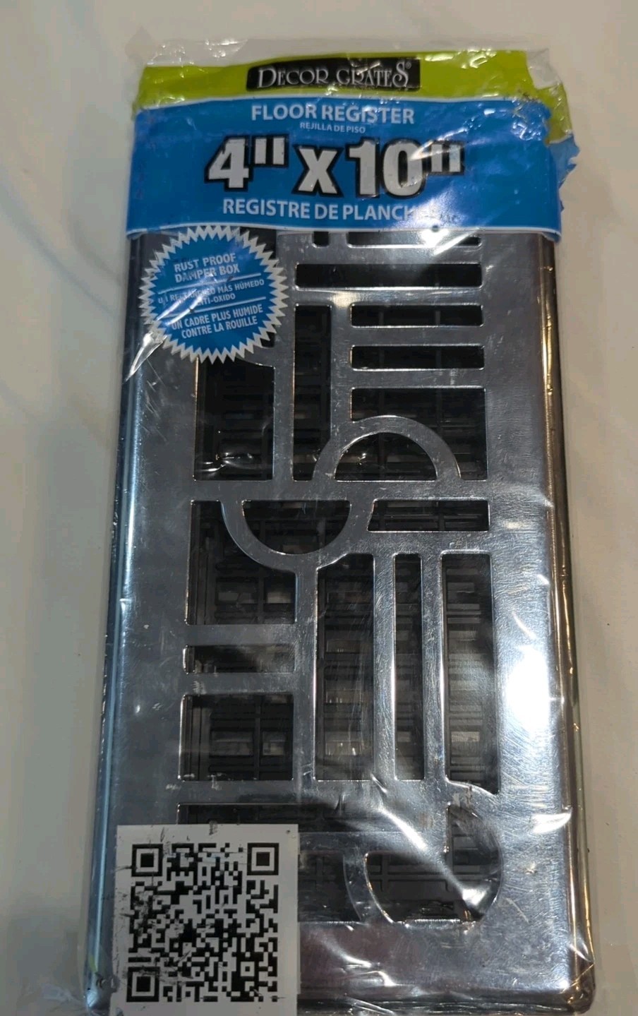 Decor Grates Modern ART DECOR Floor Register, 4"X 10 Inches CHROME Air Control