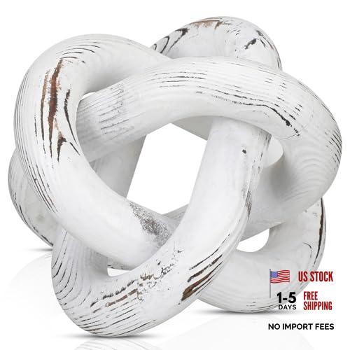 Retro White Wood Knot Decor - 3 Link Rustic Table Shelf - Retro Wood Knot Decor