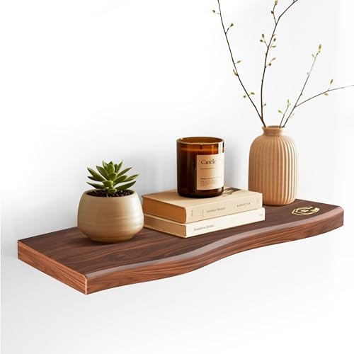 Live Edge Floating Wall Shelf – Solid Wood for Farmhouse, Modern, or Rustic 
