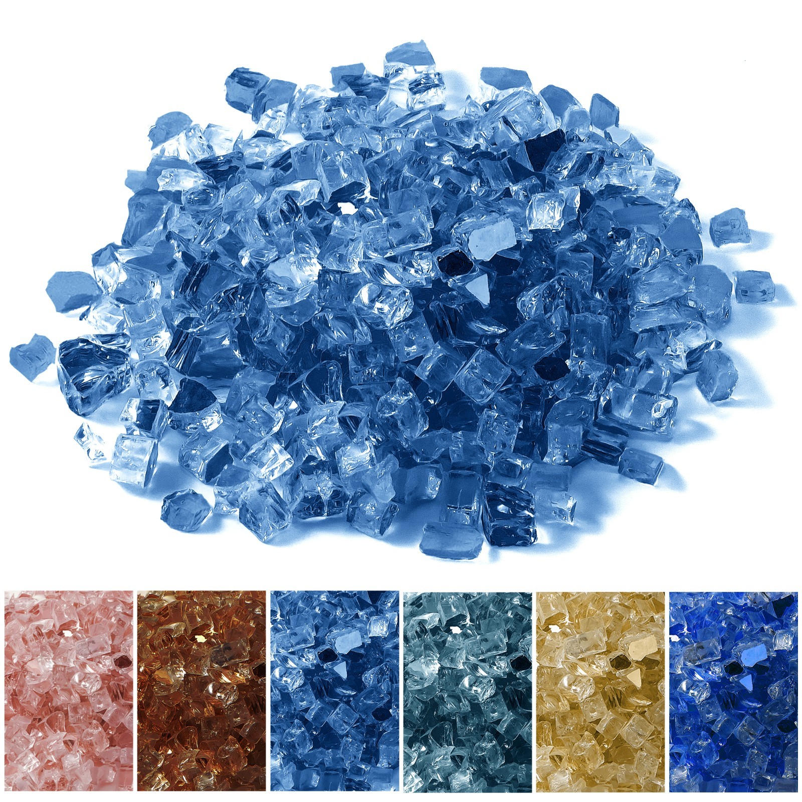 Decorative Fire Pit Glass Pellets - 10LB Sparkling 1/2-Inch Fireplace Glass