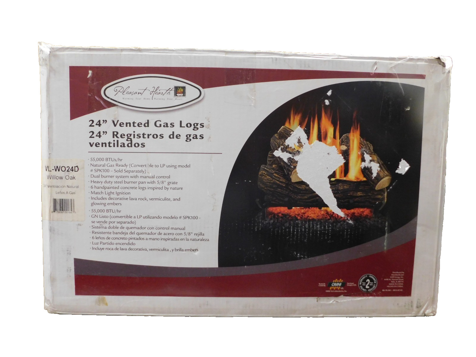 Pleasant Hearth 24" Willow Oak Vented Gas Log Set 55,000 BTU's