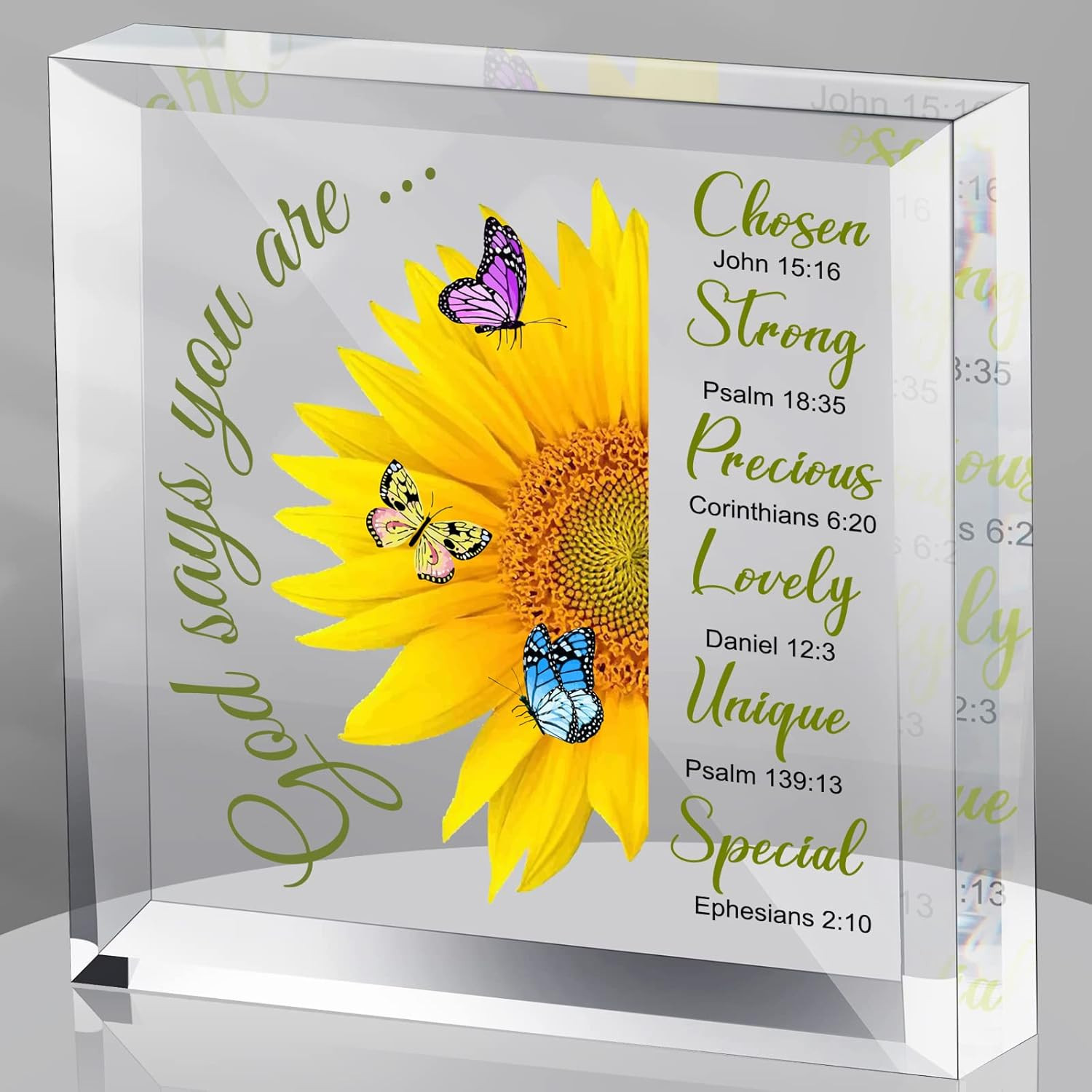 Acrylic Christian Inspirational Gifts Sunflower Bible Motivational Gifts God Say