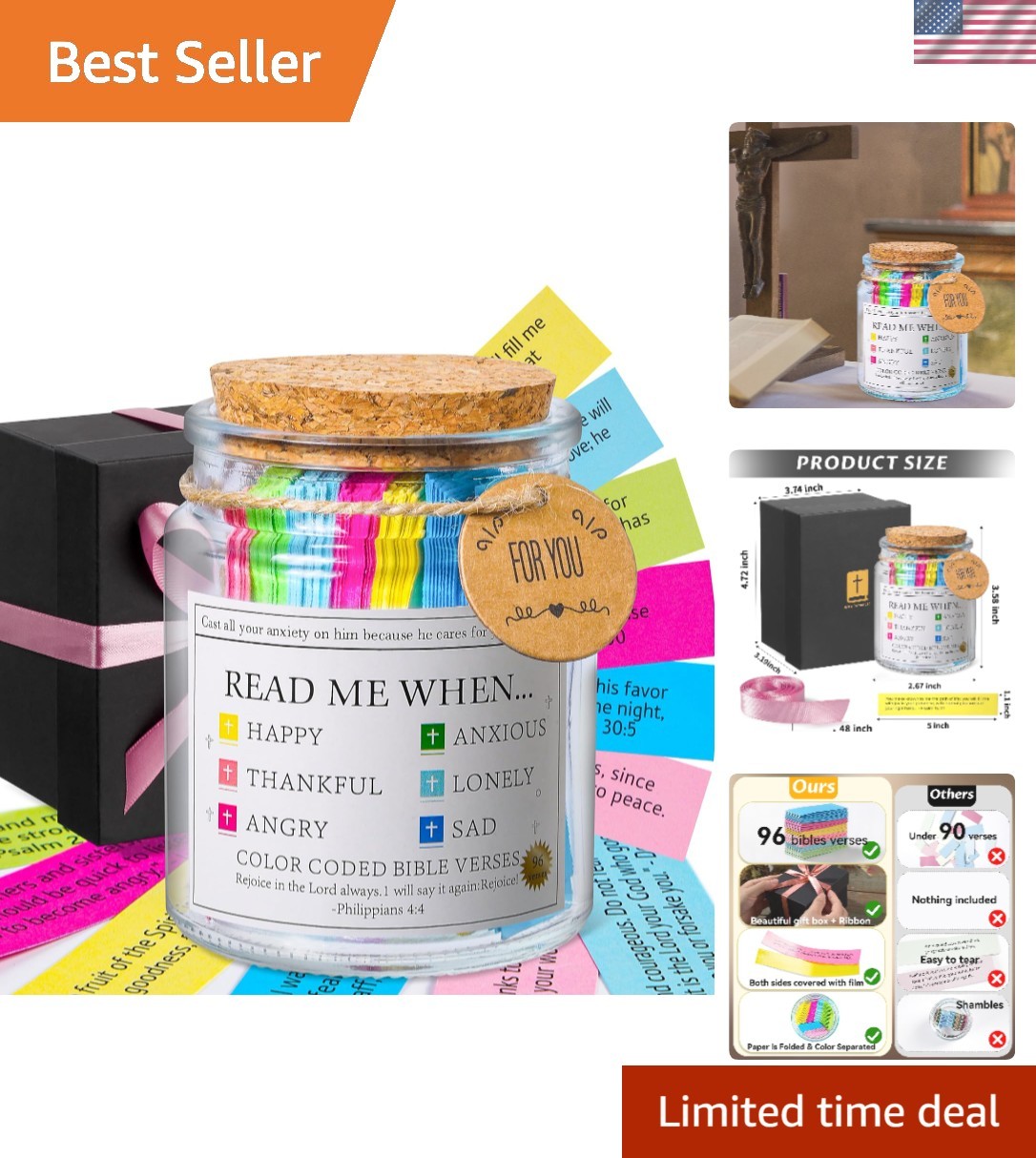 Inspirational Bible Verse Jar - Perfect Christian Gift for Women, Moms & Friends