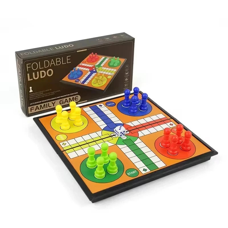 Ludo Game Set Strategy Game Parent Interaction with Foldable Board Travel Family