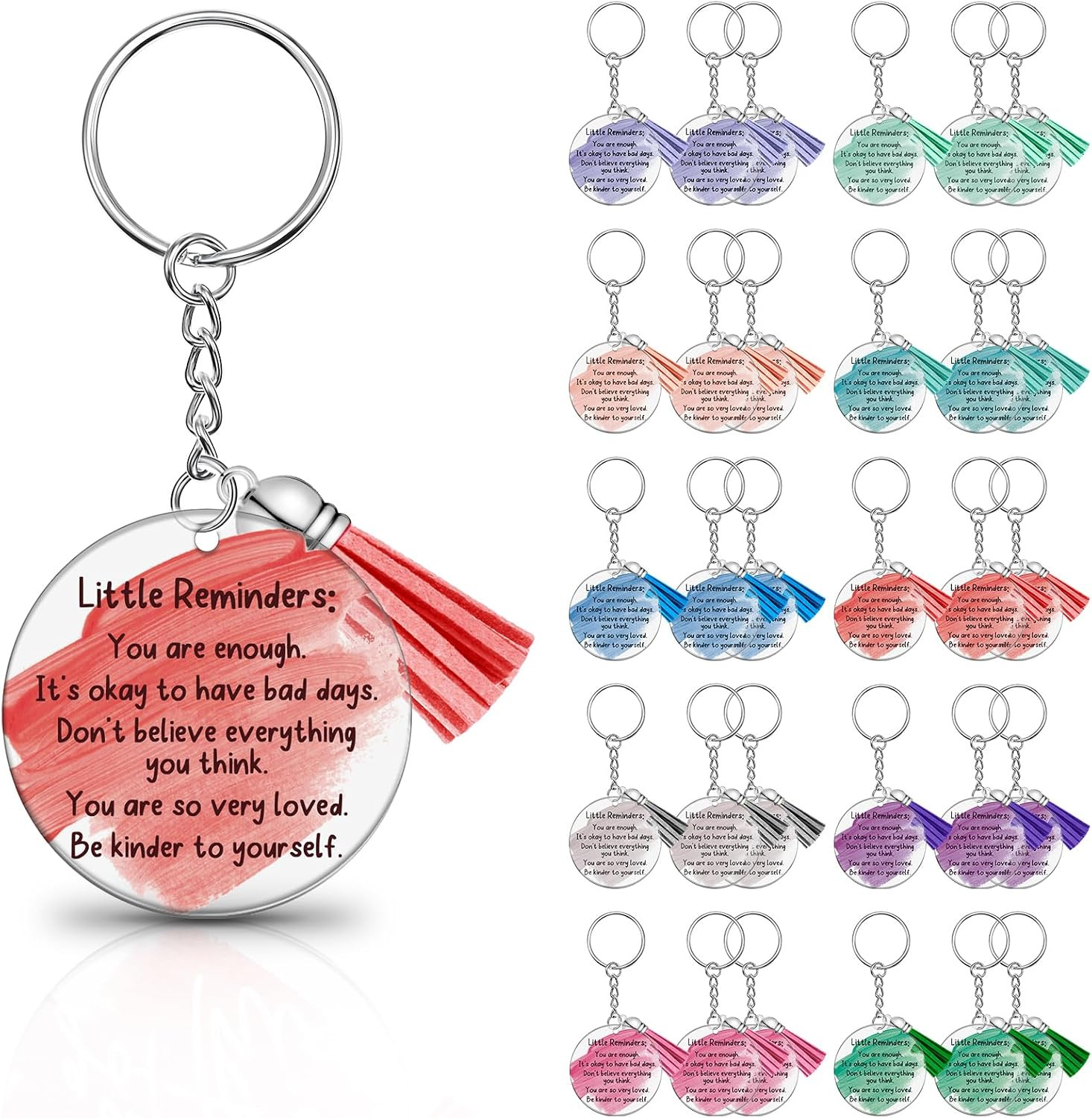Chunful 30 Pcs Inspirational Keychains Bulk Back to School Gifts Mental Health L