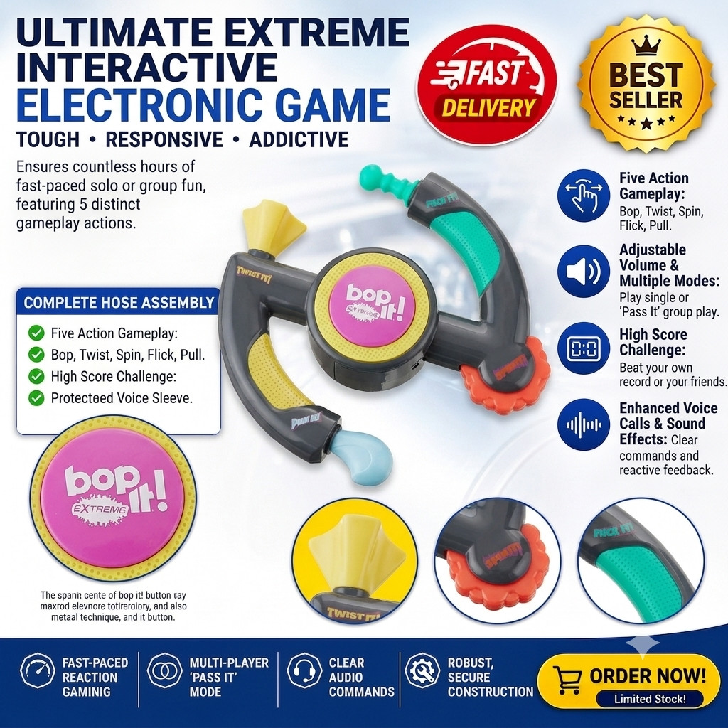 Bop It Extreme Electronic Game for 1 or More Players, Fun Party Interactive Game