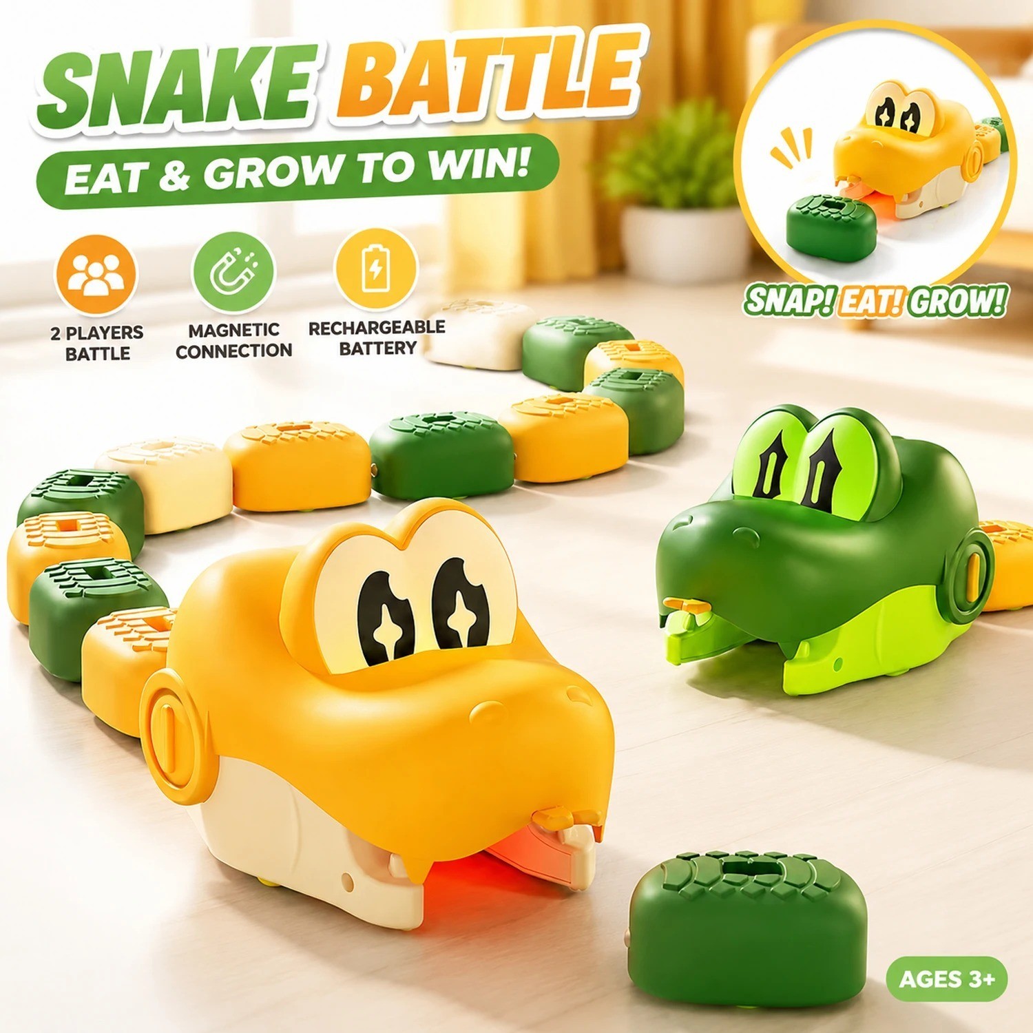 Rechargeable RC Magnetic Snake Toy Remote Control Crocodile Interactive Game