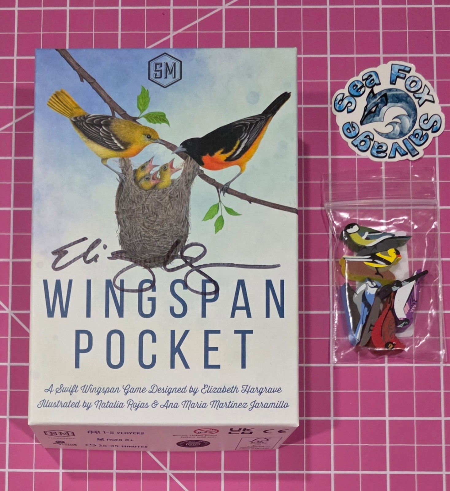 WINGSPAN POCKET Game -  AUTOGRAPHED & Exclusive BIRD MEEPLES