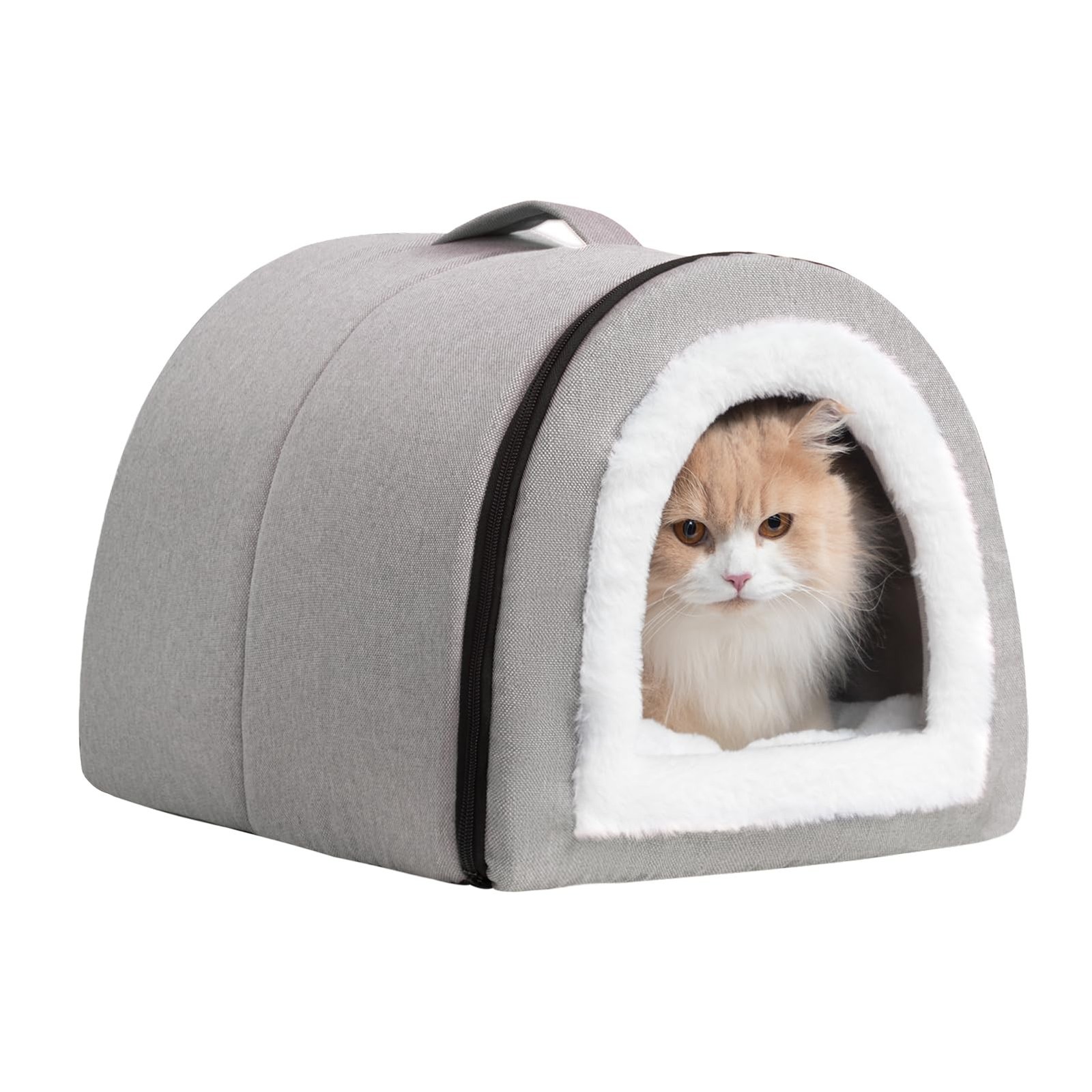 Hollypet Cat Bed Cave for Indoor Cats for Pets up to 20 lbs, Gray | Warm Cat ...