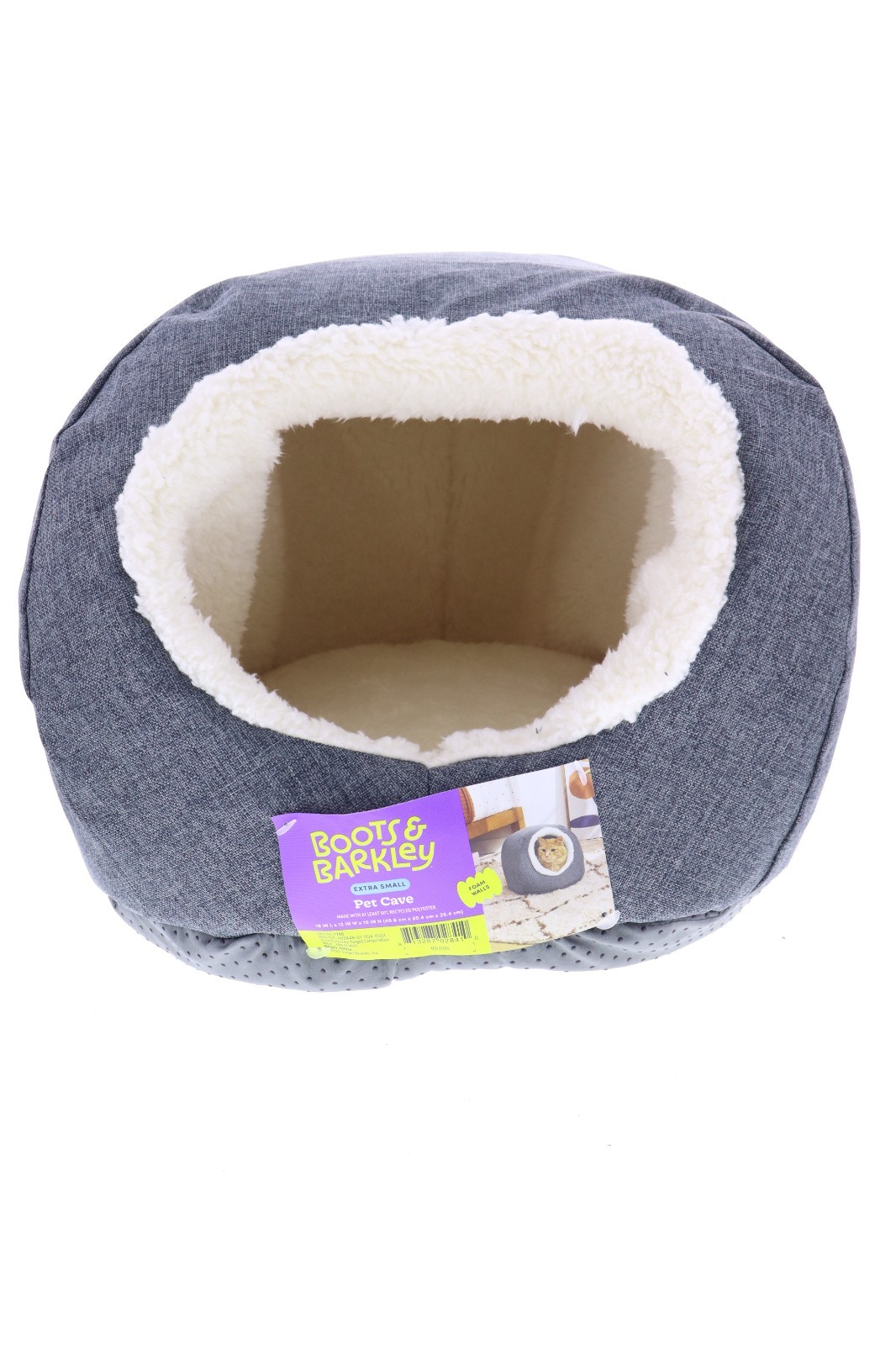 Boots & Barkley Pet Cave Cat & Dog Bed - XS Gray