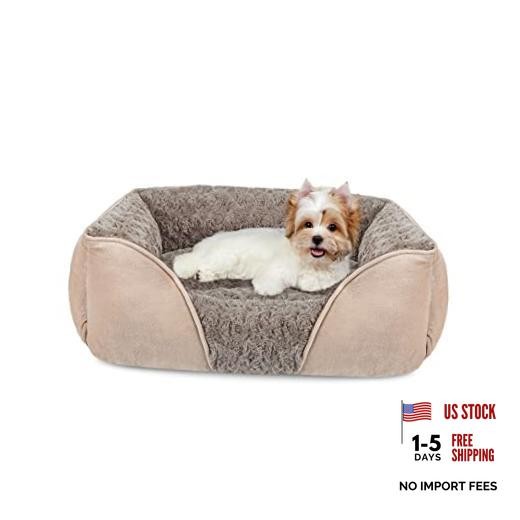 Small Dog Bed for Medium to Large Dogs - Rectangle - 20"x19"x6" Beige
