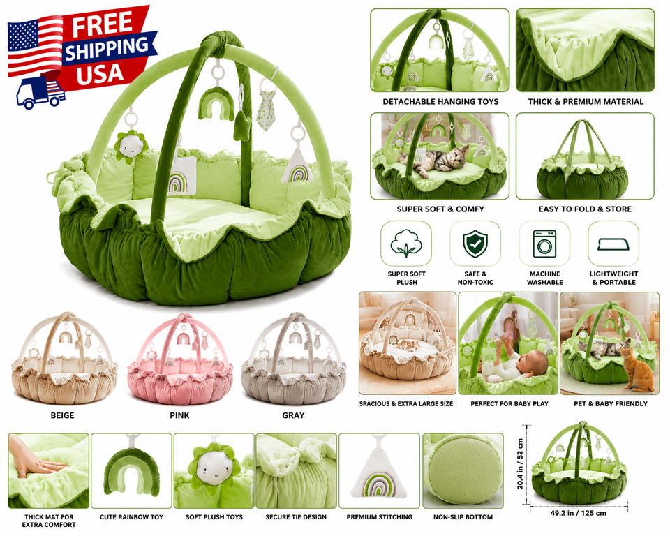 5-in-1 Plush Pet Bed for Cats & Small Dogs Warm Cozy Nest with Hanging Toys Soft
