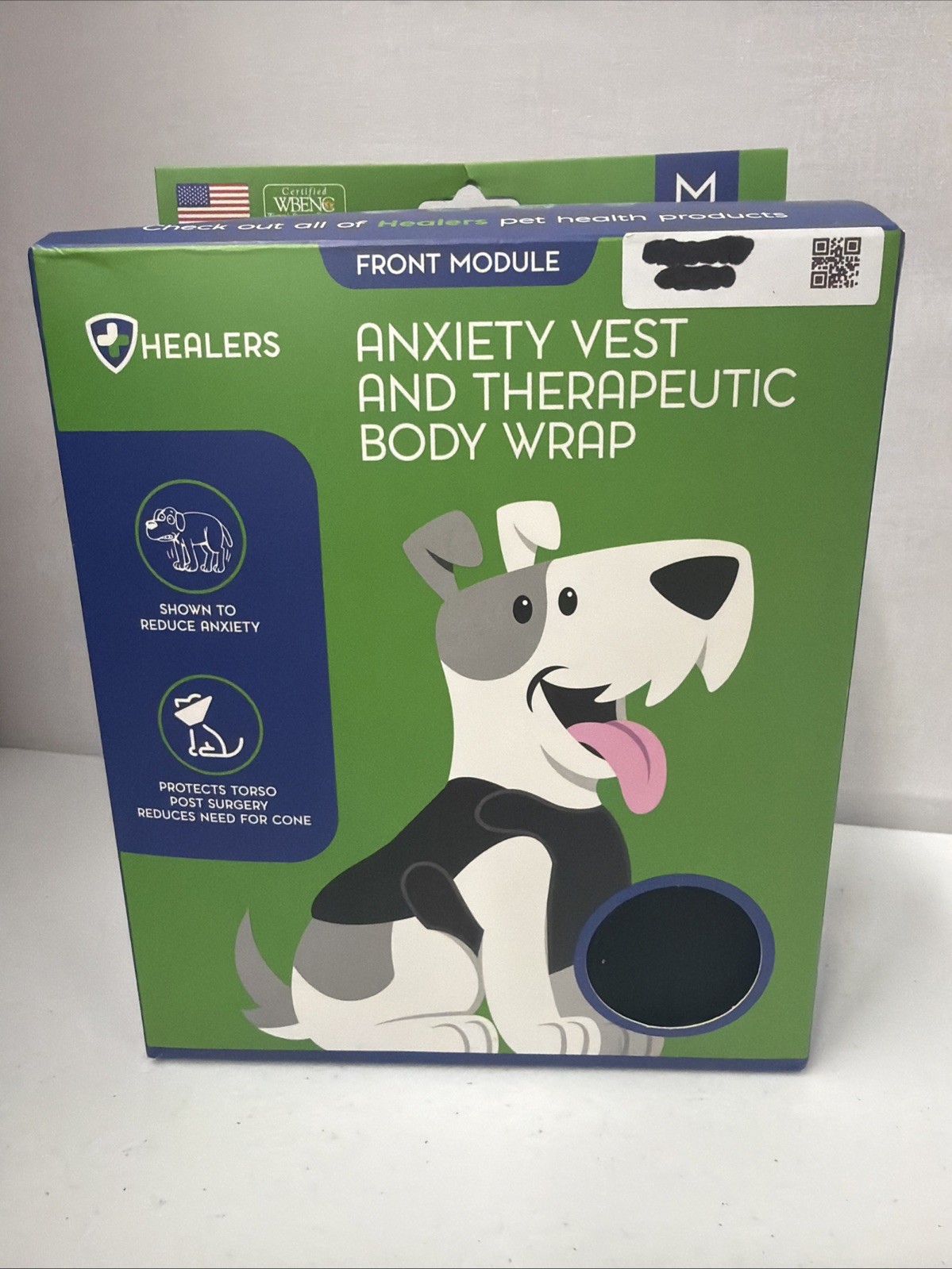 Healers Dog Anxiety Front STRESS-REDUCING VEST Black Size Medium